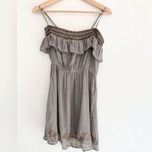 Mine dress grey with brown embroidery detail size small